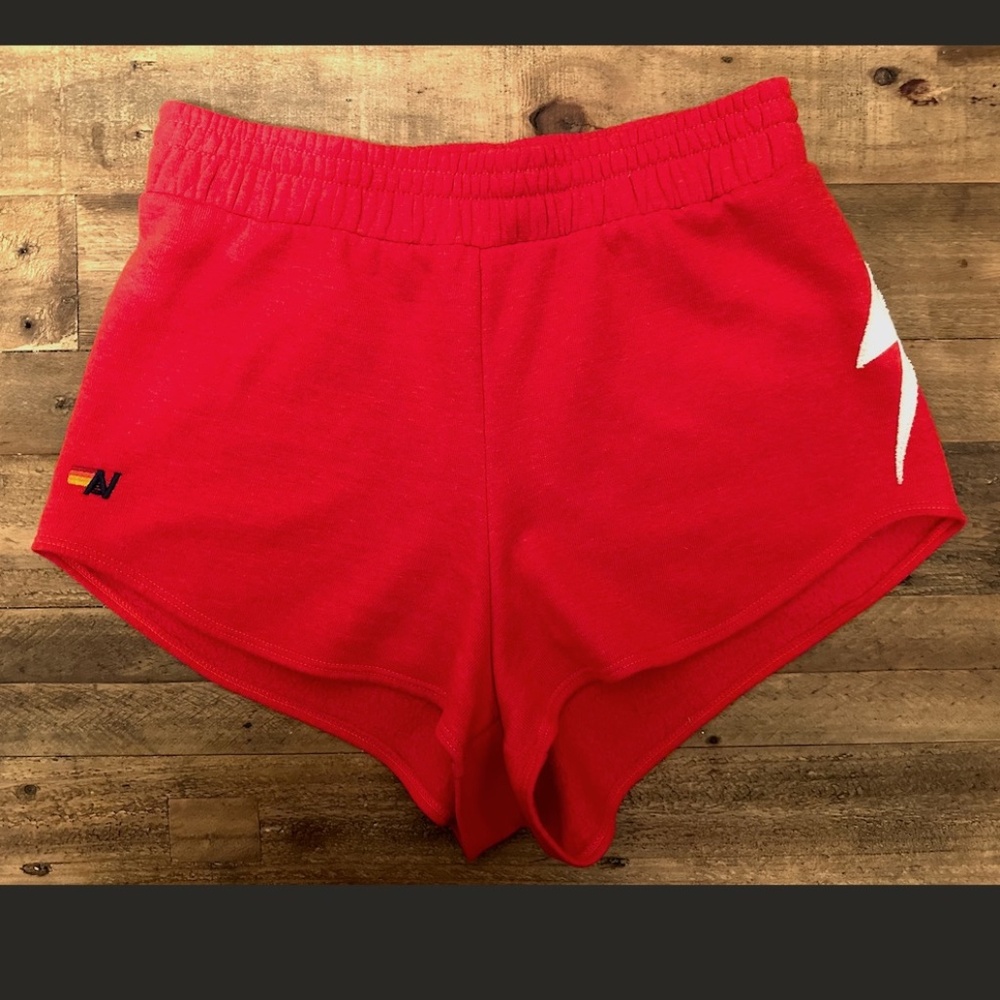 BOLT STITCH WOMEN'S LOUNGER SHORTS - RED // WHITE - MEDIUM